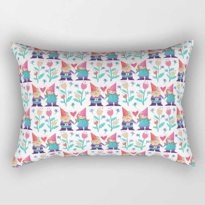 Gnome Love Pattern Rectangular Pillow