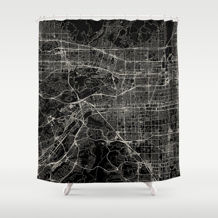 Pomona, USA. City Map Drawing Shower Curtain
