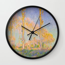 Claude Monet Impressionist Landscape Oil Painting Claude Monet French Poplars Pastel Romantic Colors Wall Clock