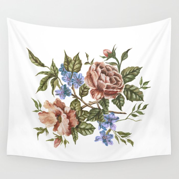 Rustic Florals Wall Tapestry