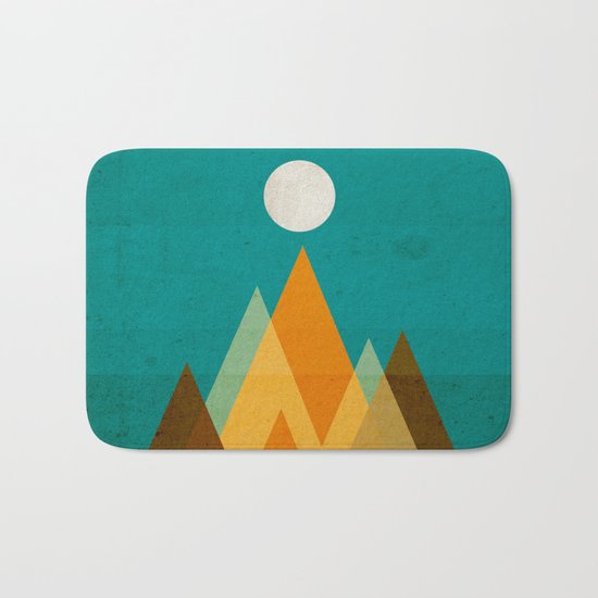 Full moon over Sahara desert Bath Mat
