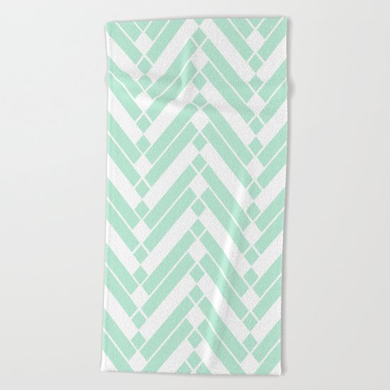 Chevron Herringbone ZigZag pattern - light mint green #Society6 Beach Towel