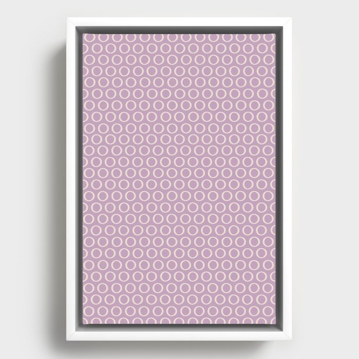 Inky Dots Minimalist Pattern in Light Lilac Lavender Purple Framed Canvas