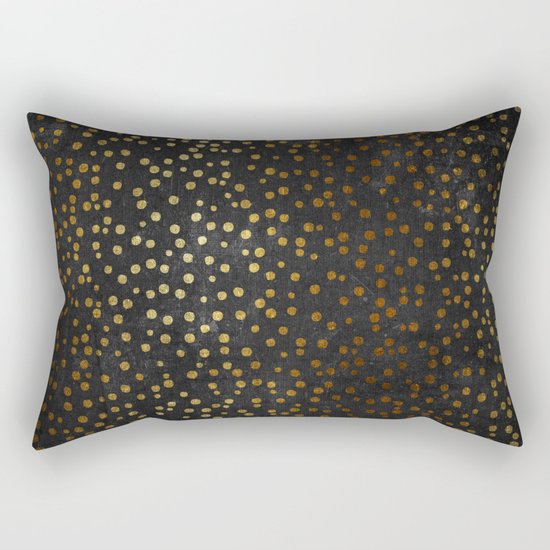 Gold polkadots dots on black backround-Elegant and Luxury Design Rectangular Pillow