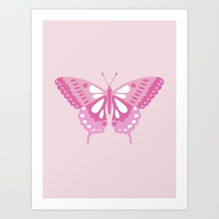Pink butterfly art. Preppy aesthetic art for girls dorm decor and nursery.  Art Print by Aesthetic Home