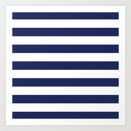 Navy Blue and White Stripes Art Print