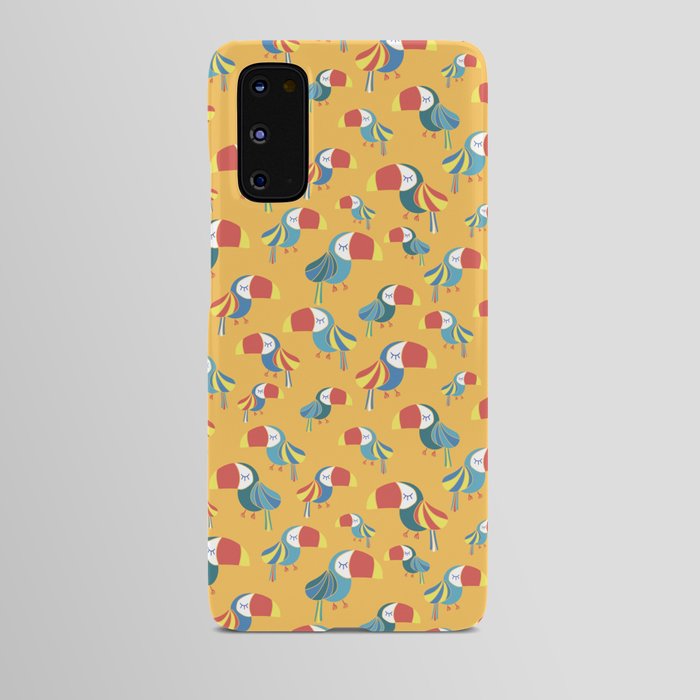 Toucans on a yellow background. Tropical bird pattern. Android Case