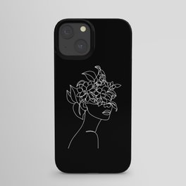 The Girl with the Flowers: Black & White Edition iPhone Case