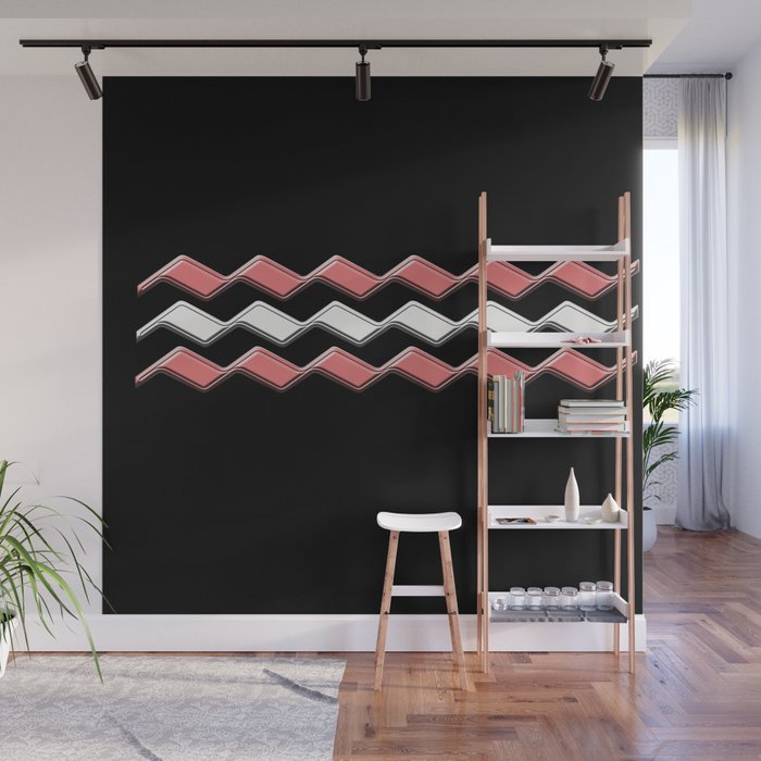 Rectilinear wave ....pink, white Wall Mural