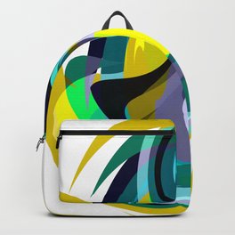 Orb, Abstract geometric Print in Blues Chartreuse & yellows Backpack