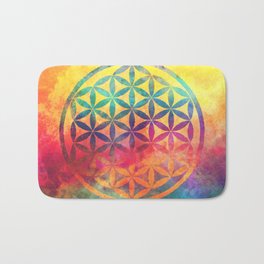Rainbow Flower Of Life Bath Mat | Meditation, Watercolor, Yoga, Floweroflife, Sacredsymbols, Colorful, Colors, Sacredgeometry, Graphicdesign, Love 