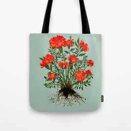 Mexican Marigold Plant Painting in Sage Green Tote Bag