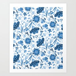 Pretty Blue Floral Art Print