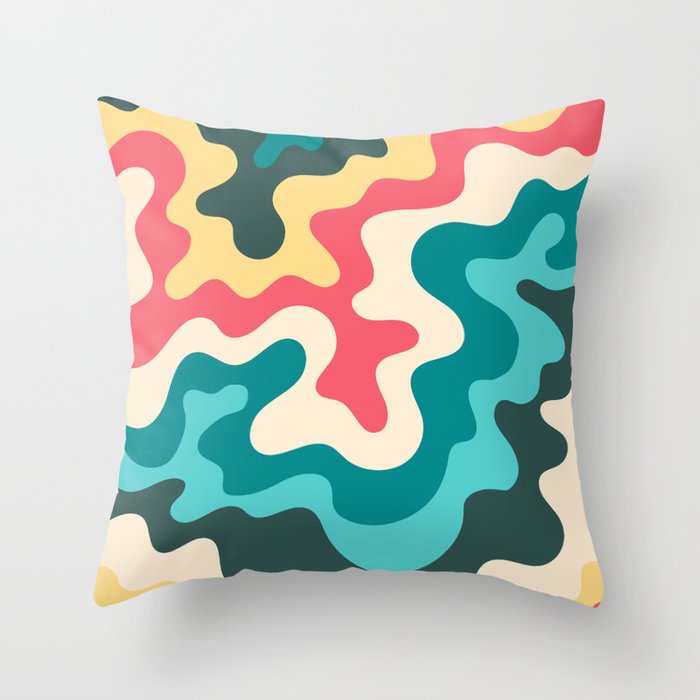 Soft Swirling Waves Abstract Nature Art In Summer Beach Color Palette Throw Pillow