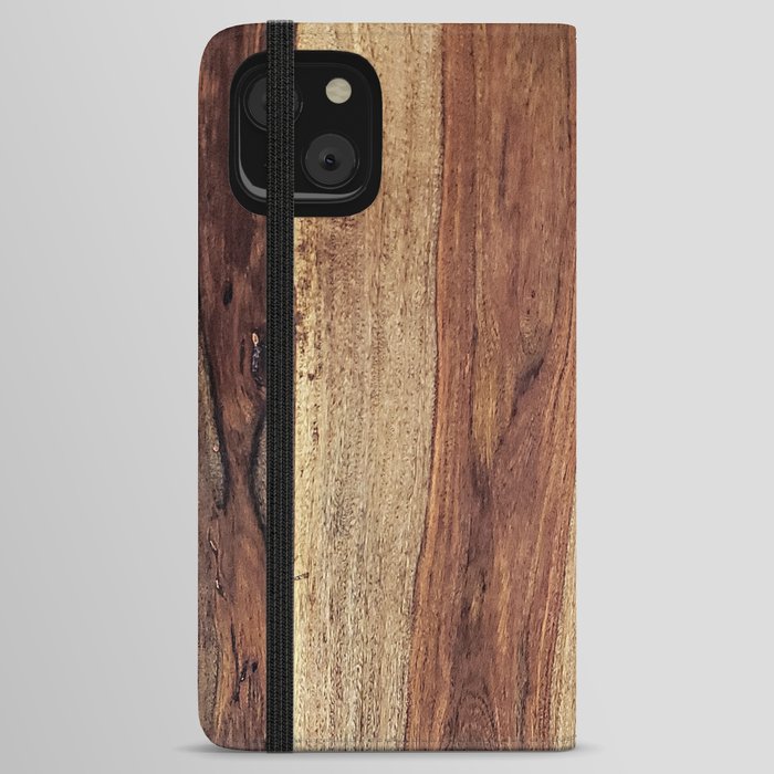 Sheesham Wood Grain Texture, Indian Rose Wood, Close Up iPhone Wallet Case