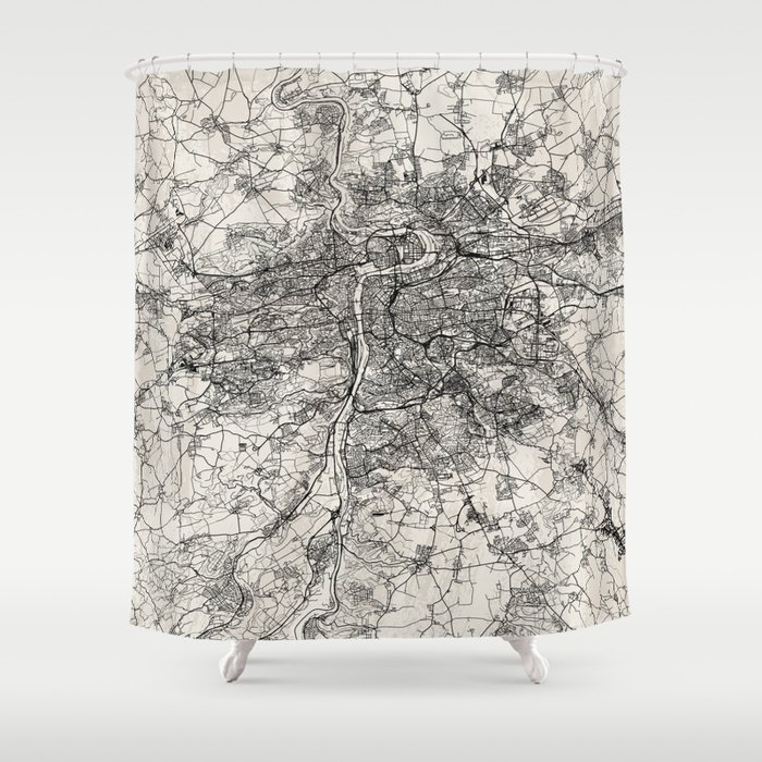 PRAGUE Czech Republic MAP Shower Curtain