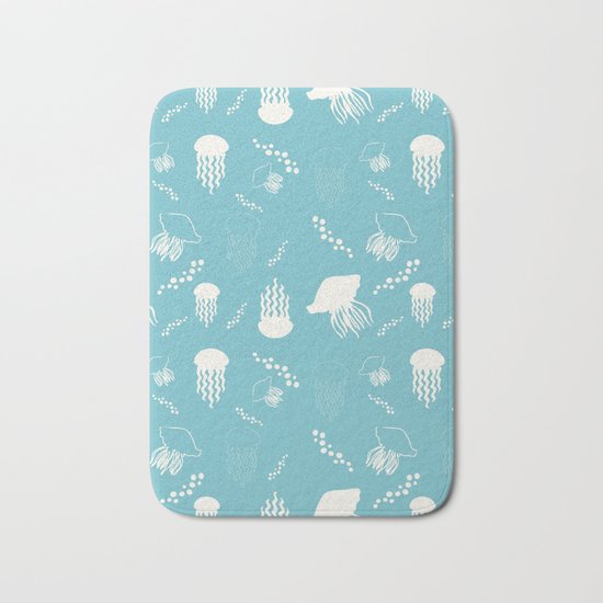 Jellyfish blue Bath Mat