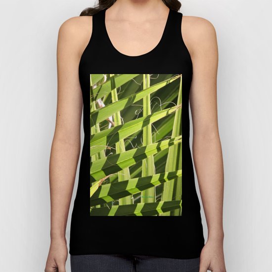 TEXTURES -- Palm Fronds Intersecting Unisex Tank Top