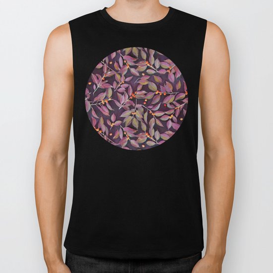 Leaves + Berries in Olive, Plum & Burnt Orange Biker Tank