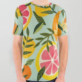 Grapefruit Blooms – Mint Palette All Over Graphic Tee