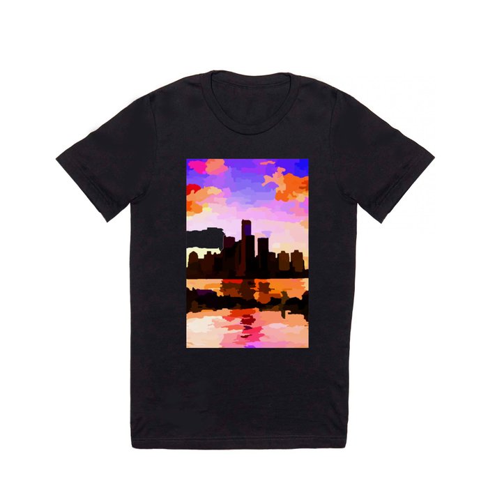 Detroit Skyline at Sunset  T Shirt