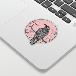 Paisley Crow with Pink Moon Sticker