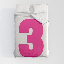 3 (Dark Pink & White Number) Duvet Cover