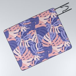 Color Block Monstera Leaves - Purple + Pink Picnic Blanket