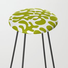 Lime Matisse cut outs seaweed pattern on white background Counter Stool