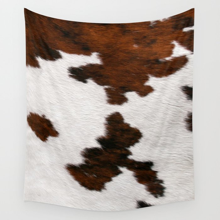 Bold Brown and White Cowhide (screen print) Wall Tapestry