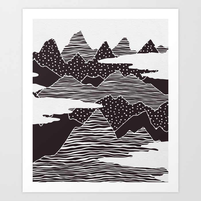 Mountain Peaks Digital Art Art Print