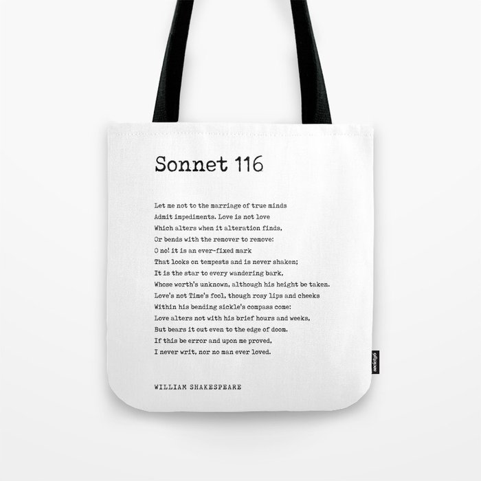 Sonnet 116 - William Shakespeare Poem - Literature - Typewriter Print 2 Tote Bag