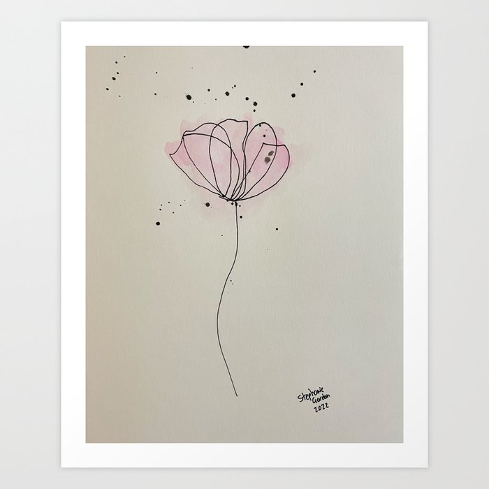 Pink minimalist flower Art Print