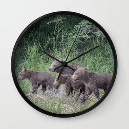 Four Brown Bear Cubs Wall Clock