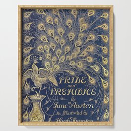 Pride and Prejudice by Jane Austen Vintage Peacock Book Cover Serving Tray