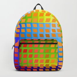 Rainbow Squares Victor Vasarely Style 1 Backpack | Green, Modernliving, Geometricarts, Homedesign, Graphicdesign, Yellow, Orange, Red, Lila, Blue 