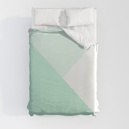 Mint Green Geometric Triangle Solid Color Block Spring Summer Duvet Cover