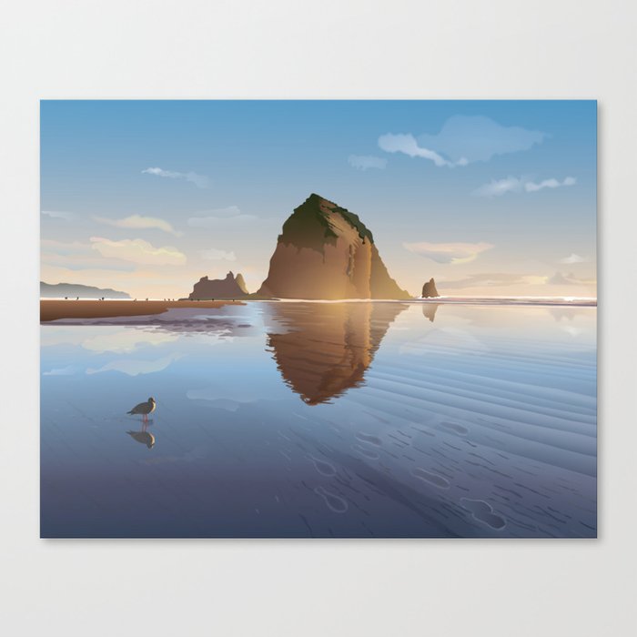Haystack Rock at Beautiful Cannon Beach, Oregon  Canvas Print