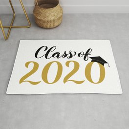 Class of 2020 lettering with graduation hat. Congratulations to graduates.  Area & Throw Rug