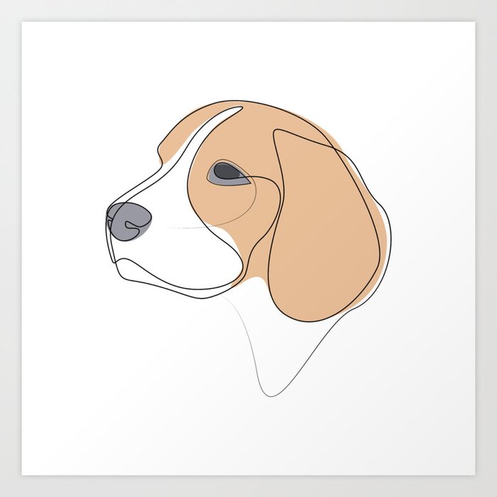 Beagle - one line drawing Art Print