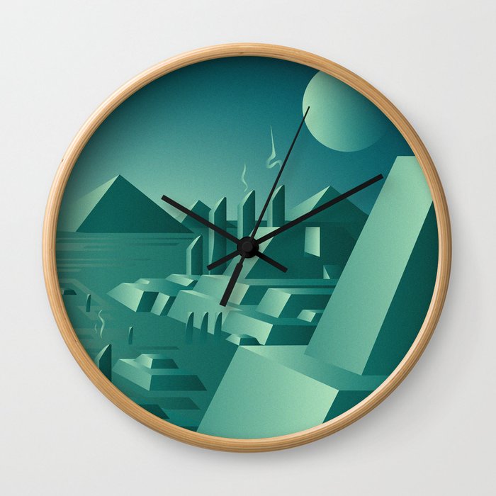 Lost City (Teal)   Wall Clock
