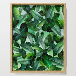 Banana palm leaf tropical jungle green Serving Tray