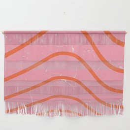 Abstract Retro Wavy lines pattern - Mauvelous and Orange Soda Wall Hanging
