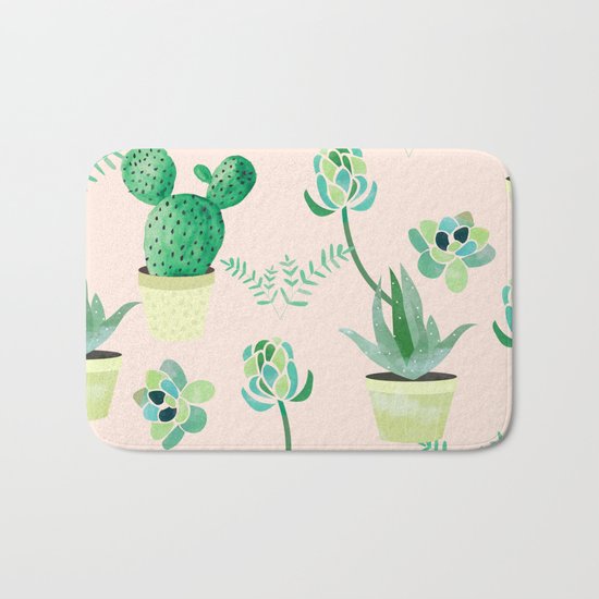 Cacti Pattern #society6 #decor #buyart Bath Mat