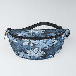 Blue Denim Dahlia Abstract Flowers  Fanny Pack