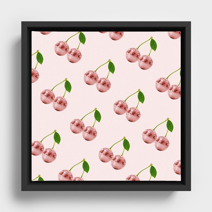 Disco Cherries Framed Canvas