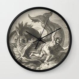 Jonah and the Whale Vintage Illustration Wall Clock