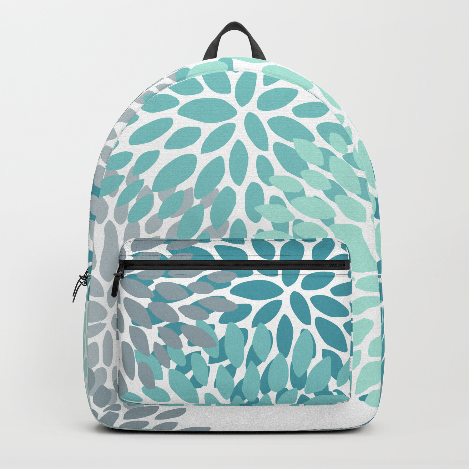 teal and gray backpack