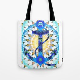 Blue Mandala Anchor Beachy Art Tote Bag