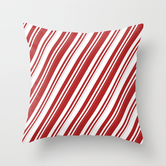 Red and White Colored Lines/Stripes Pattern Throw Pillow